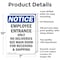 Signmission Employee Entrance Only No Deliveries OSHA Notice Sign, Aluminum, 7in W x 10in L, 2PK OS-2PACK-NS-A-710-V-11946 - alternate 4